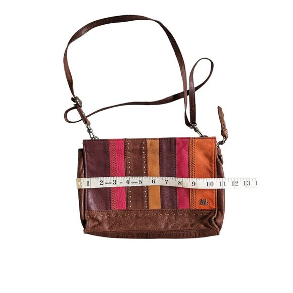The Sak Striped Patchwork Color Leather Adjustable Crossbody Shoulder Bag SPOT - Picture 8 of 13